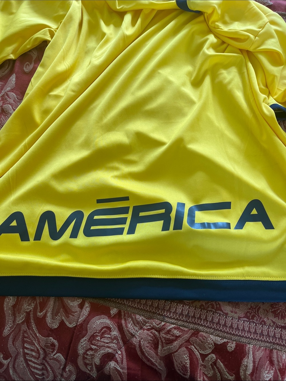 Club América Yellow Soccer Jersey with Navy Blue Trim - Picture 6 of 7